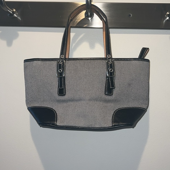 Coach Vintage Black & White Tweed Top Handle Satchel Tote Handbag #9557 - Picture 5 of 15